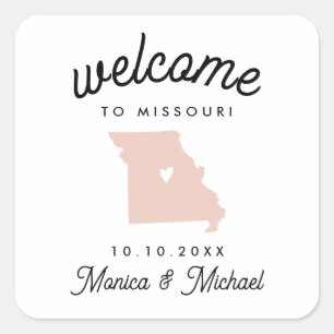 MISSOURI State Destination Wedding ANY FÄRG Fyrkantigt Klistermärke