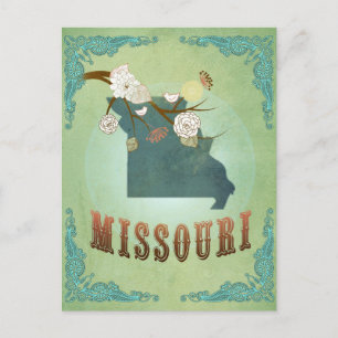 Missouri State Karta - Grönt Vykort