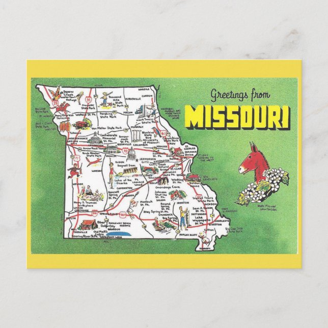 Missouri State Karta vykort (Framsida)
