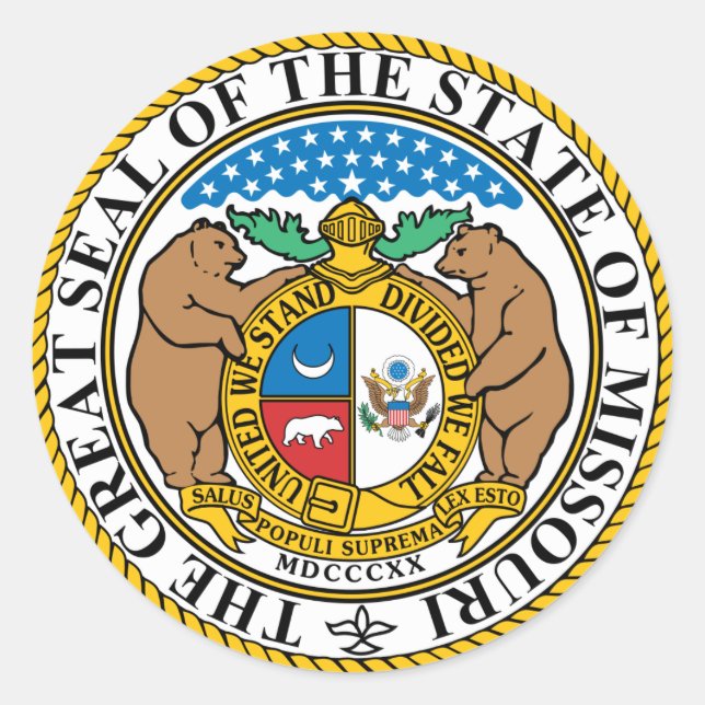 Missouri State Seal Sticker Runt Klistermärke (Framsida)