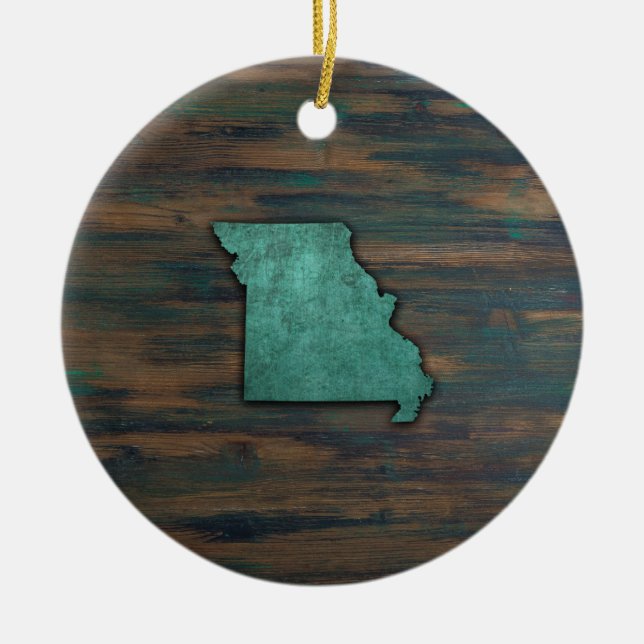 Missouri State Shape Teal Julgransprydnad Keramik (Framsidan)