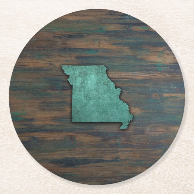 Missouri State Shape Teal Underlägg Papper Rund (Framsidan)