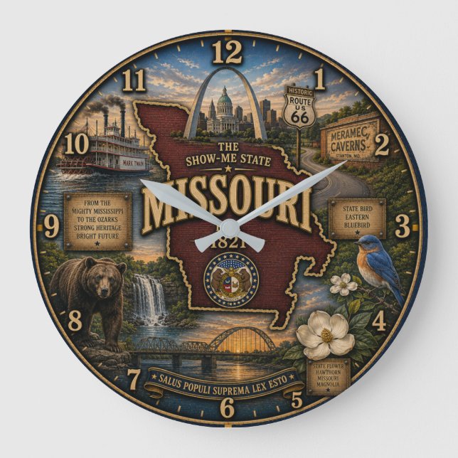 Missouri State Show Me State Rustic Landmark  Stor Klocka (Framsida)