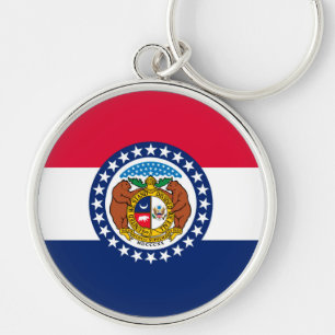 Missouri Statlig flagga Design Rund Silverfärgad Nyckelring