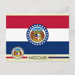 Missouri Statlig flagga och Seal Vykort