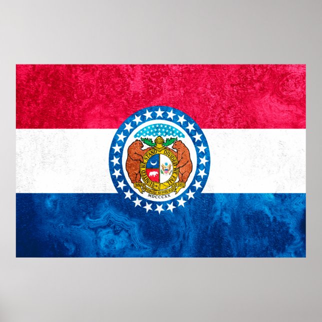 Missouri Statlig flagga pop Art Poster (Framsidan)