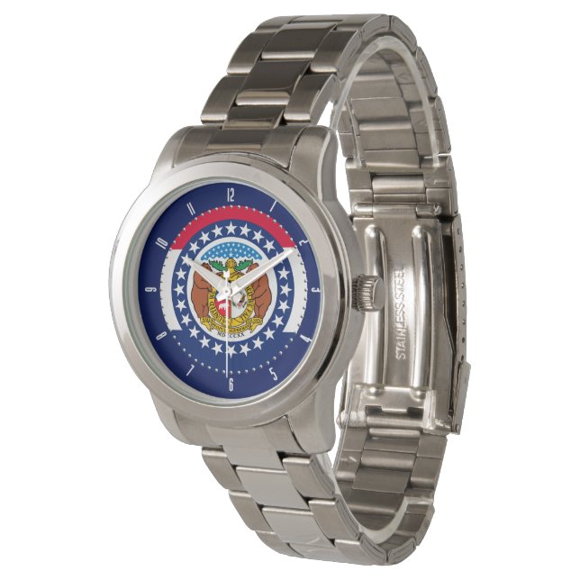 Missouri Statlig flagga Watch Design Armbandsur (Vinklad)