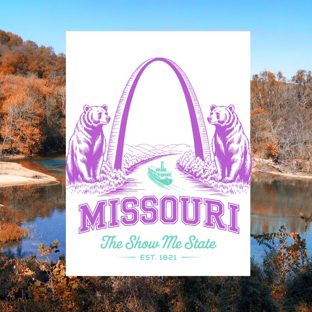 Missouri the Show Me State Est. 1821 Björn Vykort (Missouri The Show Me State Est. 1821 Bear Postcard
)