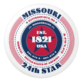 Missouri US State Rött vitt blått Typography Knopp