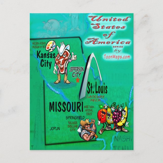 Missouri USA-kort Vykort (Framsida)