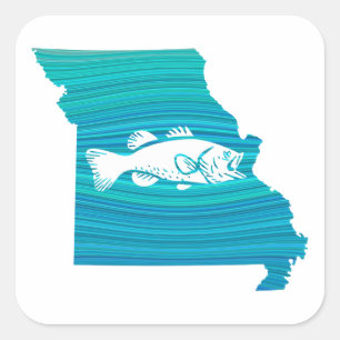Missouri Wave Fishing Fyrkantigt Klistermärke