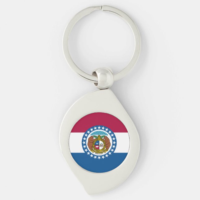 Missouris delstatsflagga swirl silverfärgad nyckelring (Framsidan)