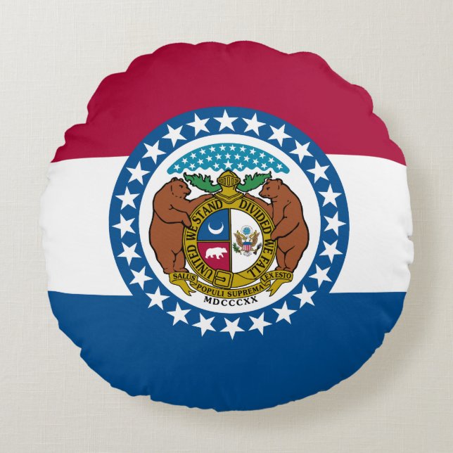 Missouris statsflagga rund kudde (Framsidan)