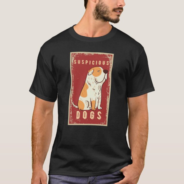 misstänkt hund meme ansikte lustig t shirt (Framsida)