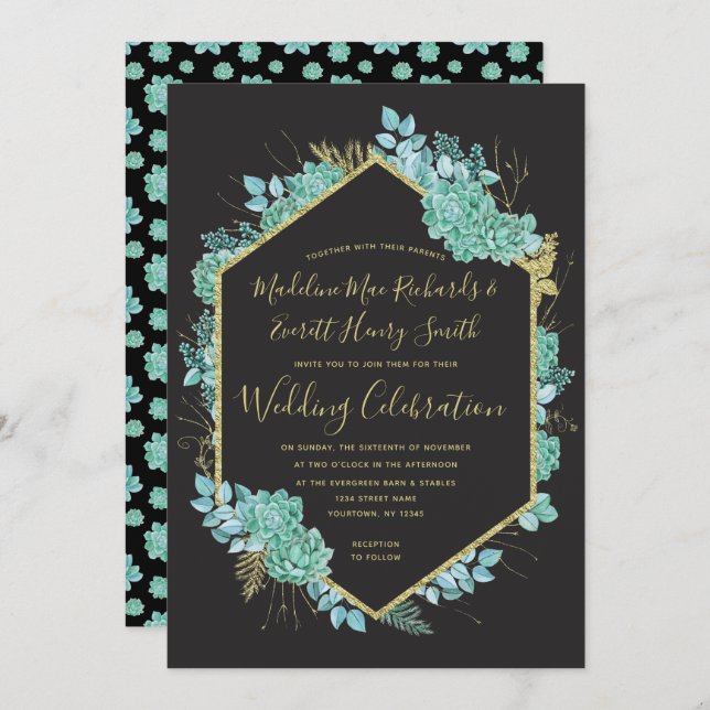 Misstänkta Guld Ram, alla inbjudningar till Färg-b (Fram/baksida)