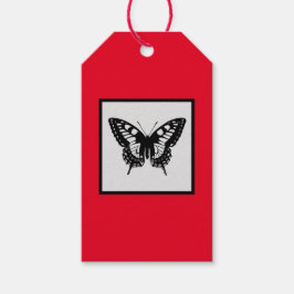 MISSTÄNKTA Märkre SVART OCH RÖD Presentetikett