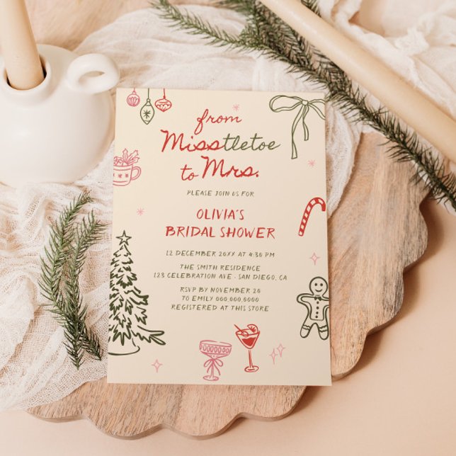 Misstletoe till fru Hand plockade Möhippa Inbjudningar (Skapare uppladdad)