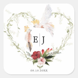 Misstrogna Blommigten Handflatan bröllopsförmån Fyrkantigt Klistermärke