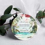 Misstrogna Blommigten Handflatan bröllopsförmån Runt Klistermärke<br><div class="desc">Tillsätt en speciell beröring till höljen, godispåsar, handgjorda slitbanor och mycket mer med våra tropiska klistermärken i eleganten. Lägg till anpassningsbarnas ordalydelse i den här designen genom att använda rutorna "Redigera den här designmallen" på objektets höger eller klicka på den blå "Anpassa den" om du vill ordna texten, ändra typsnitt...</div>