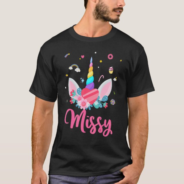 Missy of the Birthday Girl Unicorn Theme Magic Uni T Shirt (Framsida)