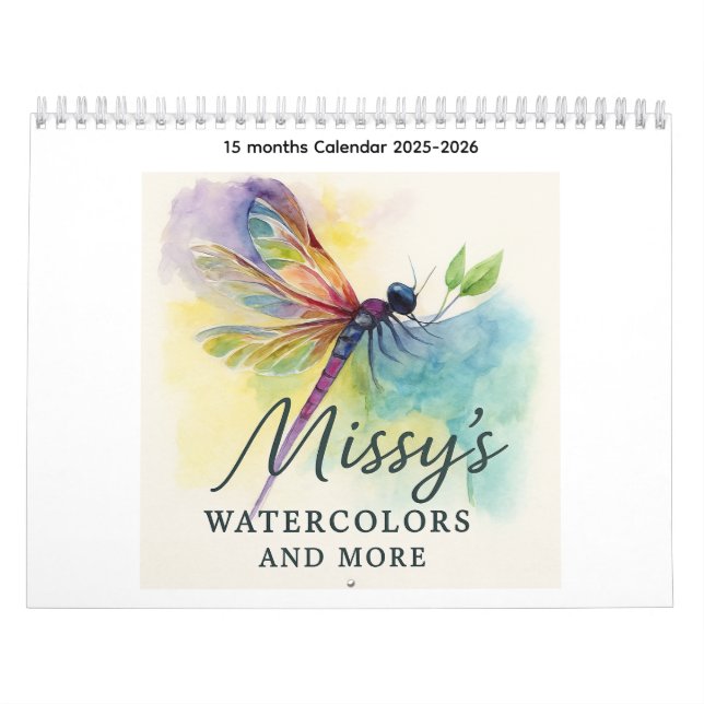 Missys vattenfärger och mer 15 månaders kalender (Omslag)