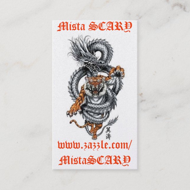 MistaSCARY Dragon Tiger Breathing Fire Card-Anpass Visitkort (Framsida)