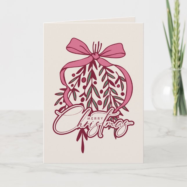 Mistel och band illustration God jul  Kort (Framsida)