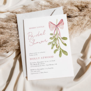 Misteltoe Dusty Rose Bow Bröllopsdusch Inbjudningar