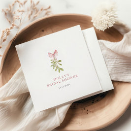Misteltoe Dusty Rose Bow Bröllopsdusch Pappersservett