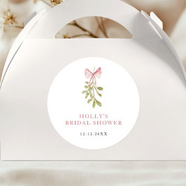 Misteltoe Dusty Rose Bow Bröllopsdusch Runt Klistermärke