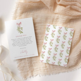 Misteltoe Dusty Rose Bow Bröllopsdusch Tack Kort