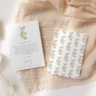 Misteltoe Dusty Rose Bow Bröllopsdusch Tack Kort
