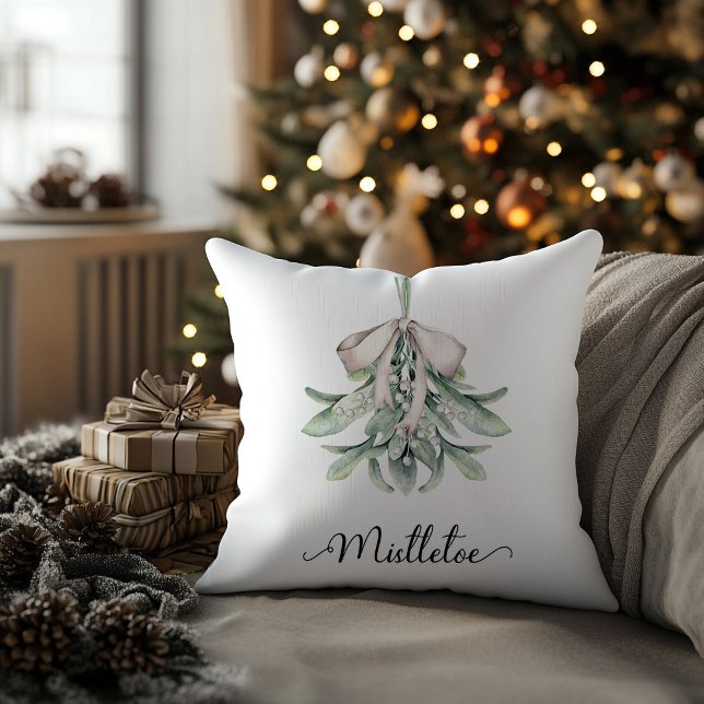 Misteltoe Festive Högtid  Kudde (mistletoe posy festive holiday throw pillow)