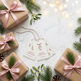 Misteltoe Handritad Familjenamn Jul Presentetikett