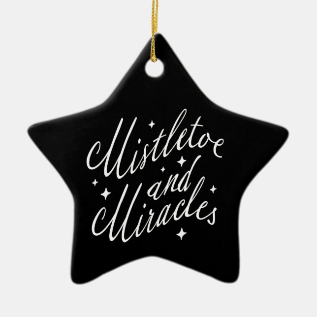 Misteltoe & Miracles Modern jul Svart Stjärna Julgransprydnad Keramik (Framsidan)