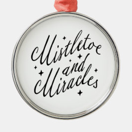 Misteltoe & Miracles Svart & Vitt Runt Jul Julgransprydnad Metall