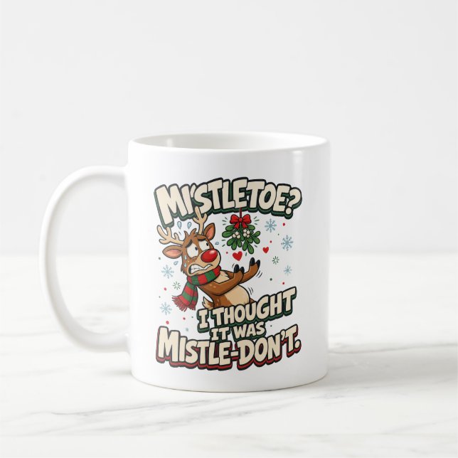 Misteltoe? Mistel-nej Roliga julrenar Kaffemugg (Vänster)