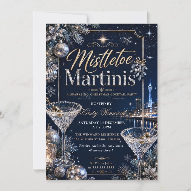 Misteltoe och Martini Julfest Inbjudningar (Framsida)