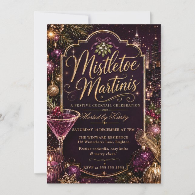 Misteltoe och Martini Julfest Inbjudningar (Framsida)