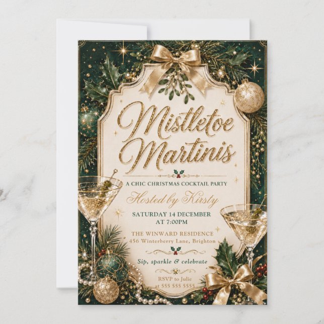 Misteltoe och Martini Julfest Inbjudningar (Framsida)