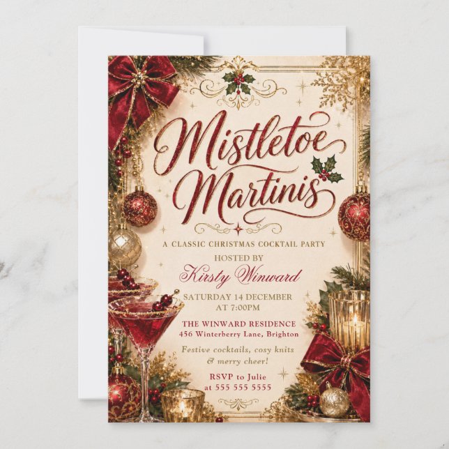 Misteltoe och Martini Julfest Inbjudningar (Framsida)