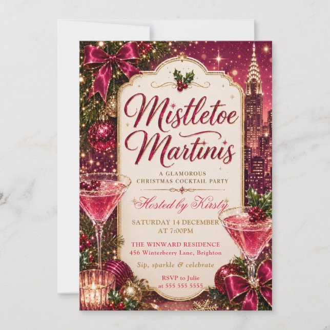 Misteltoe och Martini Julfest Inbjudningar (Framsida)