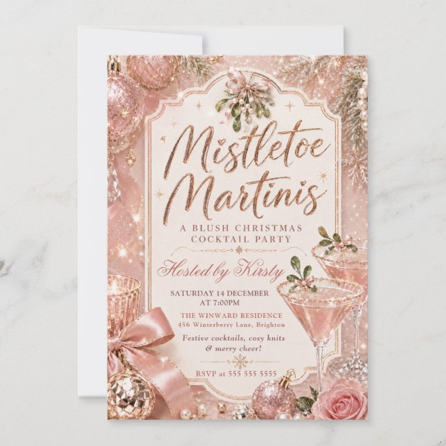 Misteltoe och Martini Julfest Inbjudningar (Framsida)