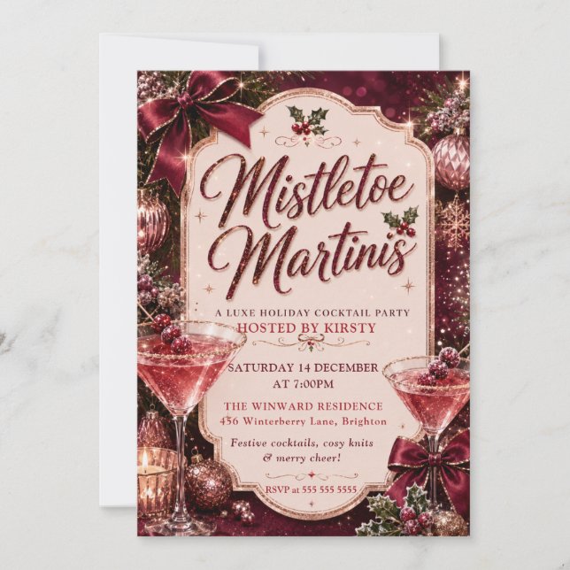 Misteltoe och Martini Julfest Inbjudningar (Framsida)