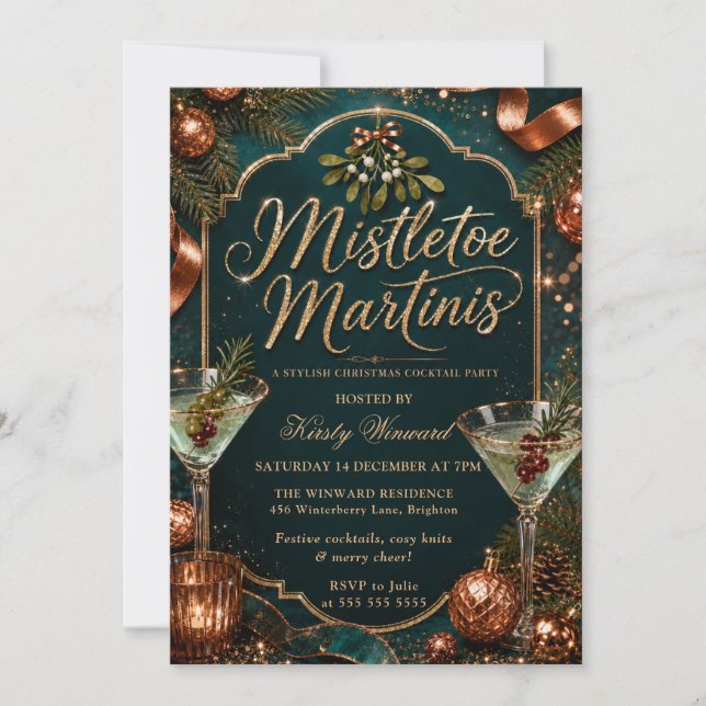 Misteltoe och Martini Julfest Inbjudningar (Framsida)
