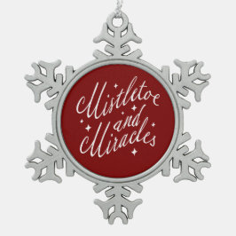 Misteltoe och Miracles Röd och Vit Snöflinga Pewter Julgransprydnad