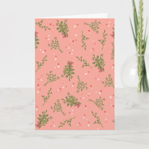 Misteltoe Sweet Pink God Jul Botanisk Kärlek Kort