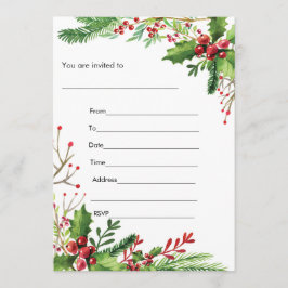 Misteltoe Vattenfärg Målad Inbjudan Att Fylla I