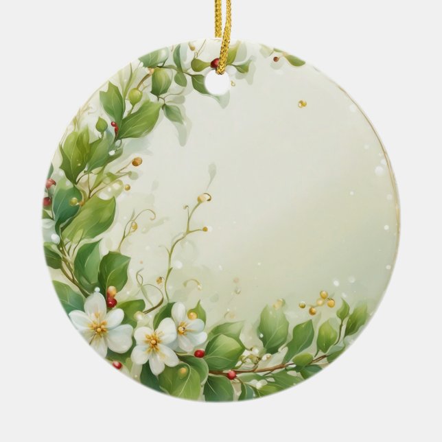 Mistelzweige, wasserfarben pastell Gemälde Julgransprydnad Keramik (Framsidan)