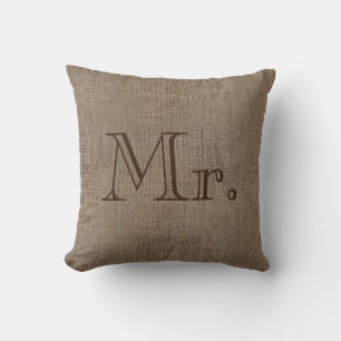 Mister Burlap-look Rustic Bröllop Keepsaké Hans Kudde
